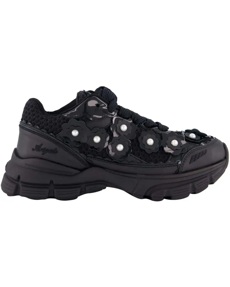 Axel Arigato Low-Top Sneaker Dames Marathon Flwr Runner Zwart schwarz Schwarz