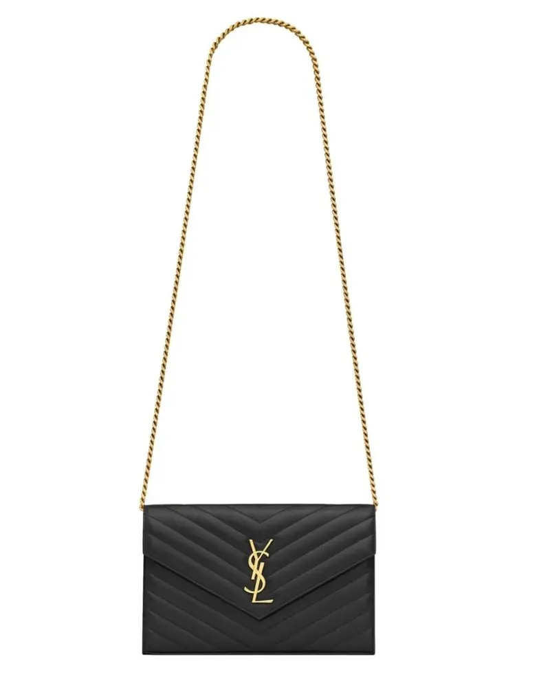 Saint Laurent Portemonnaie "Cassandre" Clutch Bag With Chain schwarz Schwarz