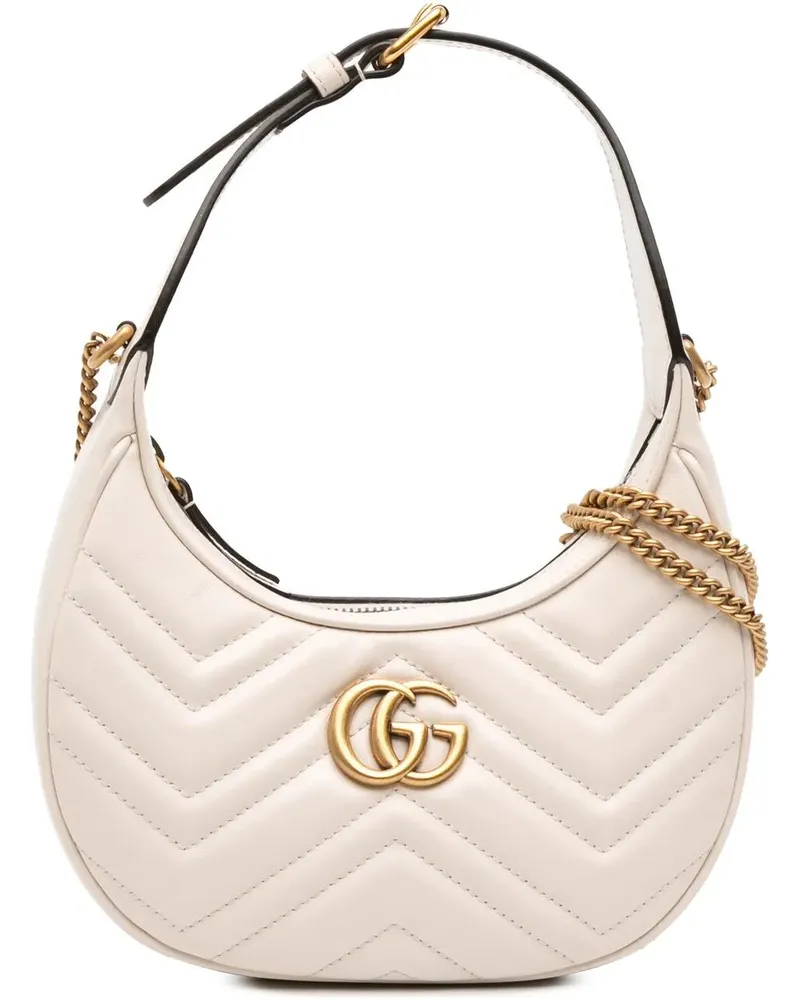 Gucci Hobo Bags Mini GG Marmont Half Moon Bag weiß Weiß