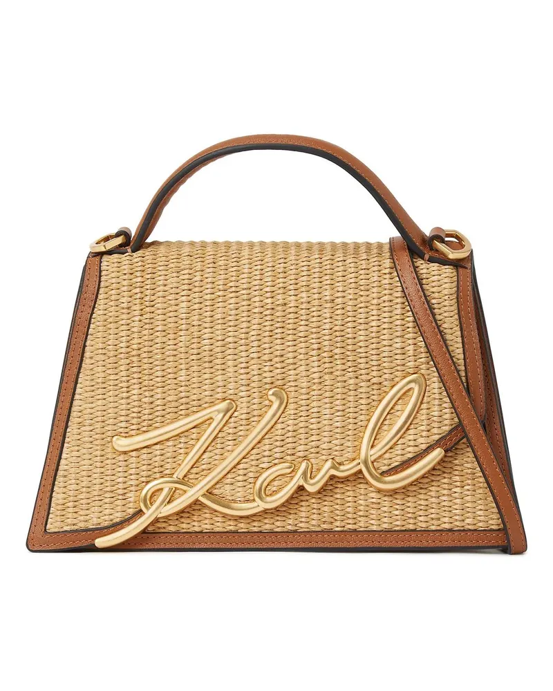 Karl Lagerfeld Crossbody Bags K/SIGNATURE MITTELGROSSE UMHÄNGETASCHE AUS BAST braun Braun