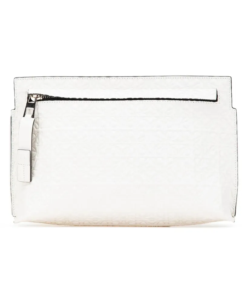 Loewe Clutches Embossed Leather Anagram Repeat T Clutch weiß Weiß