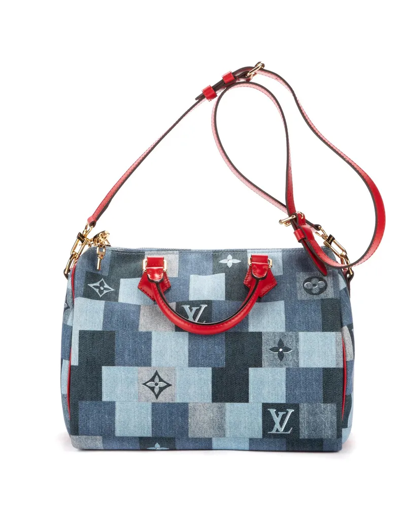 Louis Vuitton Crossbody Bags Ltd. Ed. Denim Patchwork Speedy Bandouliere 30 blau Blau