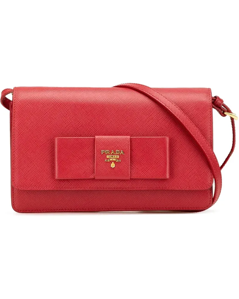 Prada Hobo Bags 2010-2024 Saffiano Lux Bow Wallet On Strap rot Rot