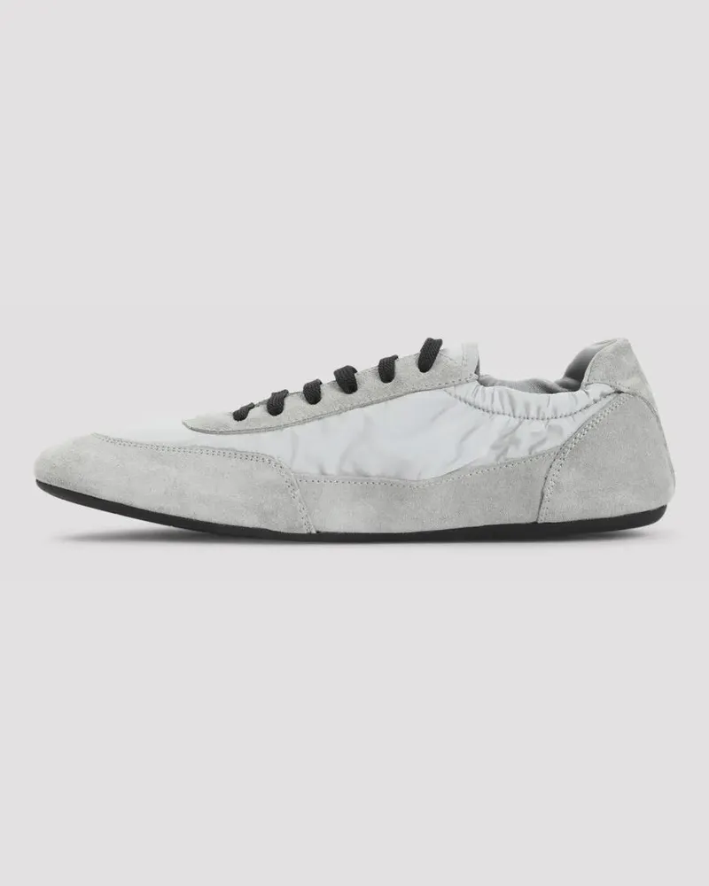 Prada Low-Top Sneaker Nube Calf Leather Collapse Sneakers With Silver-To weiß Weiß