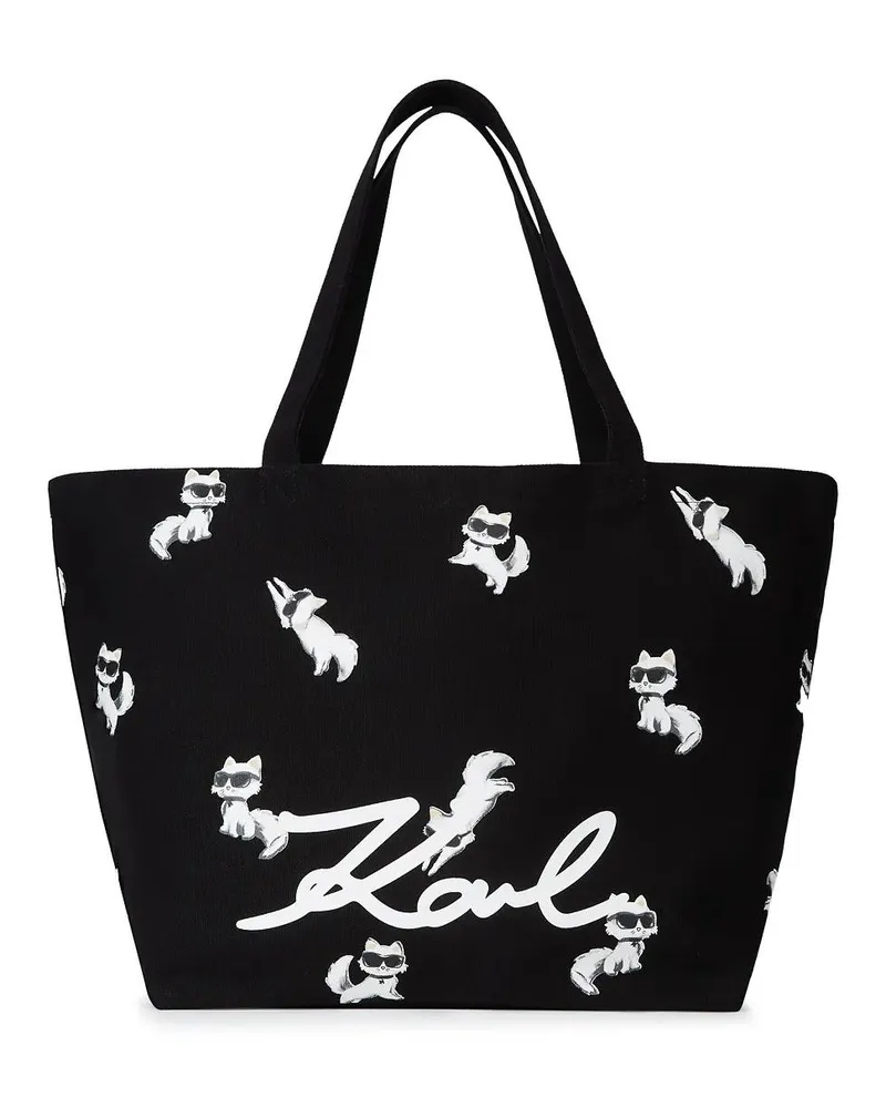 Karl Lagerfeld Shopper Ikon Shopper mit Choupette-Print schwarz Schwarz