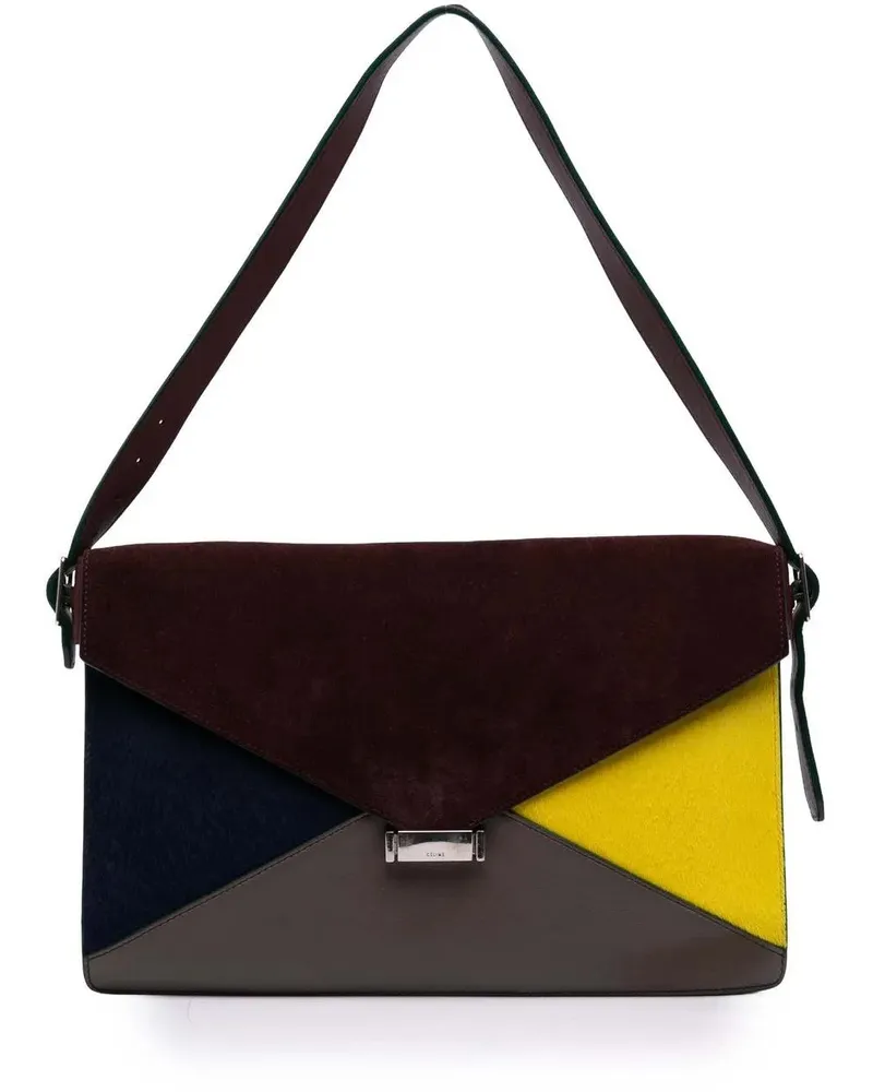 Celine Hobo Bags Suede Calfskin and Pony Hair Diamond Clutch rot Rot