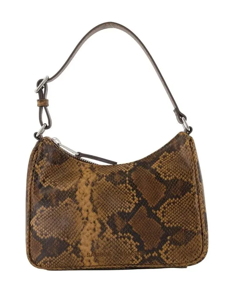 Samsøe & Samsøe Hobo Bags Compact Snakeskin Pattern Shoulder Bag braun Braun