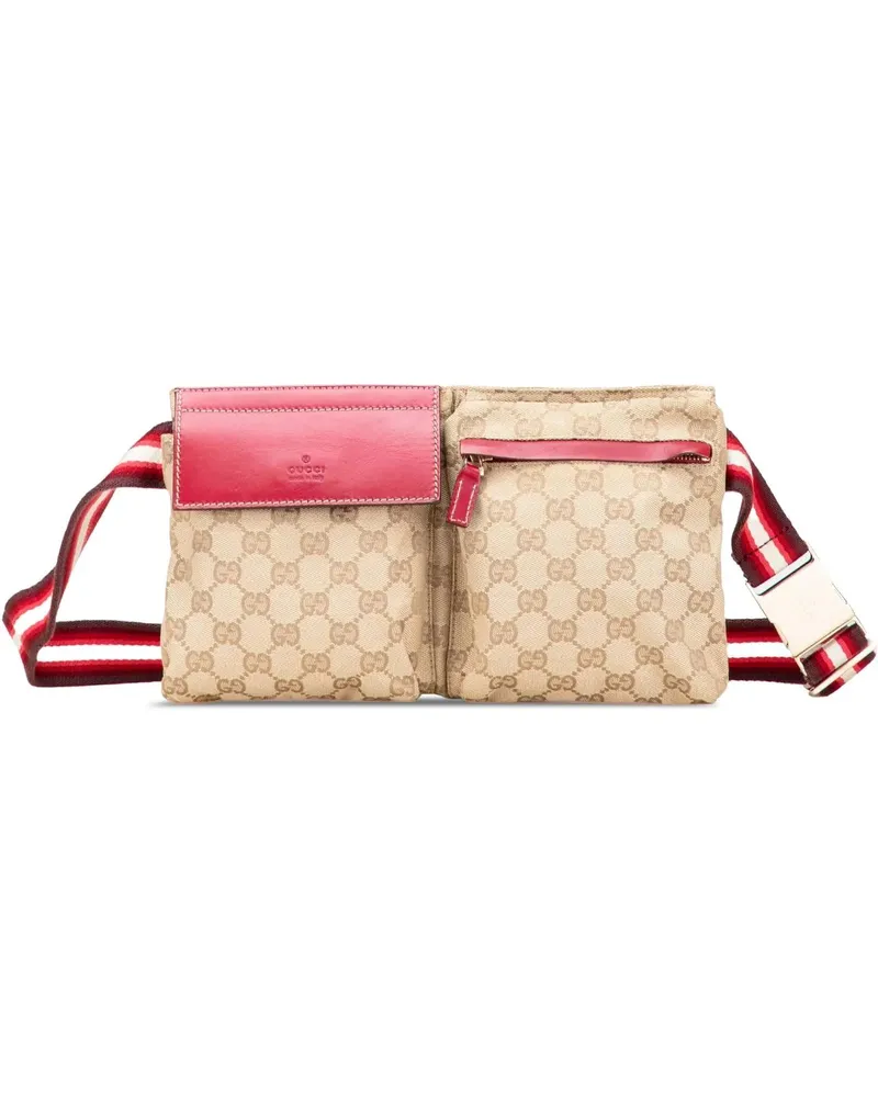 Gucci Bauchtaschen GG Canvas Web Double Pocket Belt Bag braun Braun