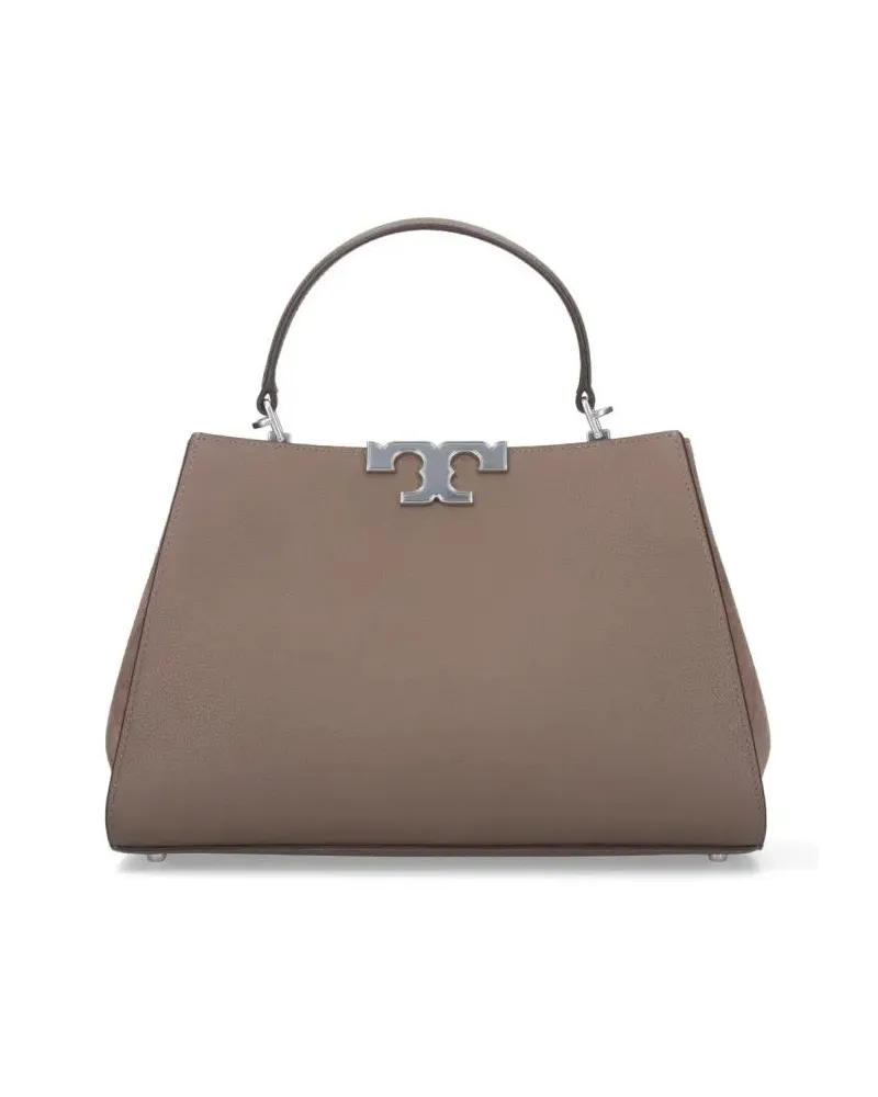 Tory Burch Hobo Bags Spacious Pebbled Leather Handbag With Suede Accent grau Grau