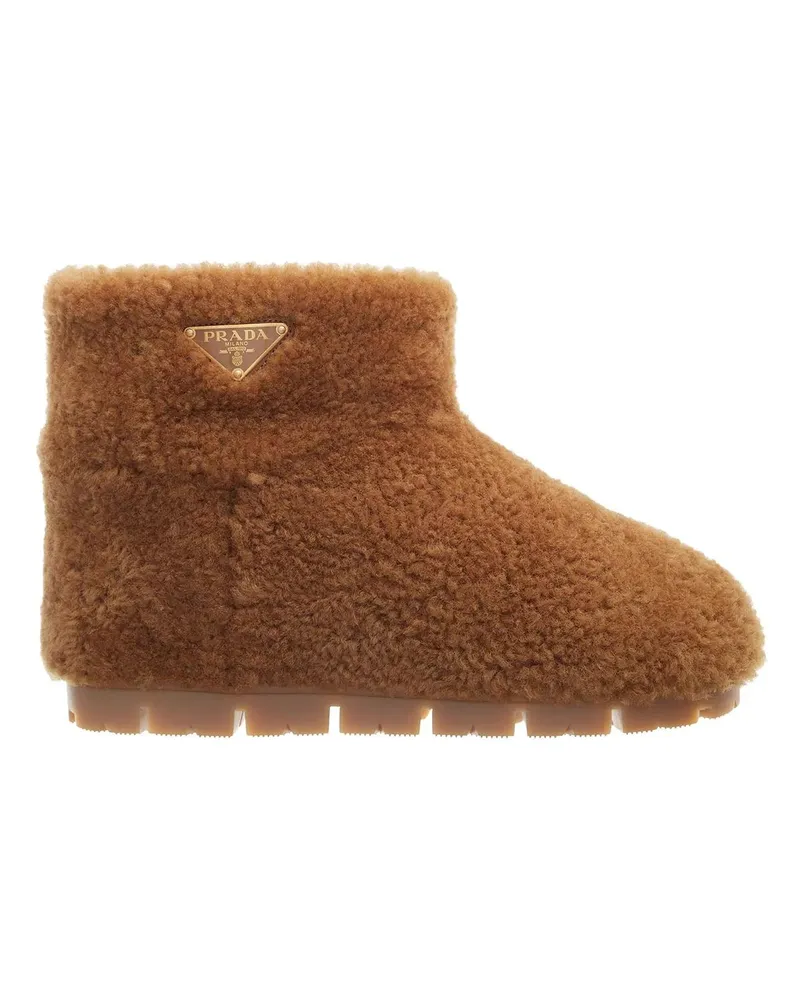 Prada Stiefeletten Boots with Shearling braun Braun