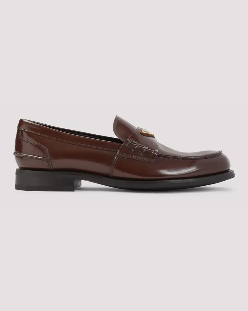Prada Loafer Brown Brushed Calf Leather Loafers braun Braun
