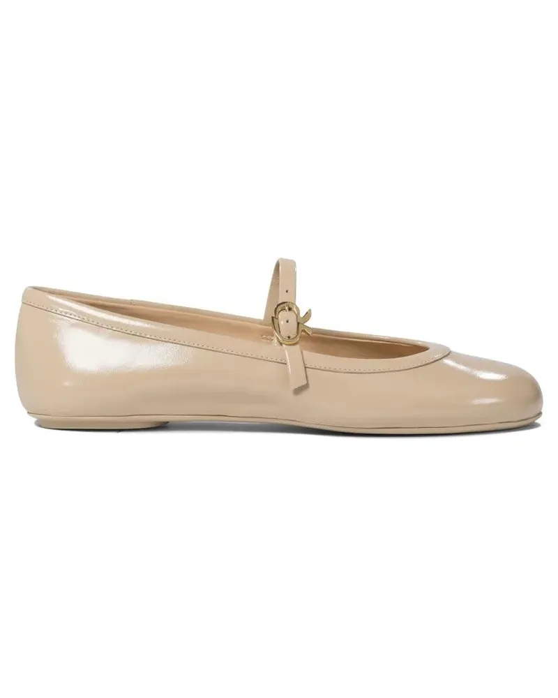 Gianvito Rossi Beige Leather Ballerinas With Buckle Strap beige Beige