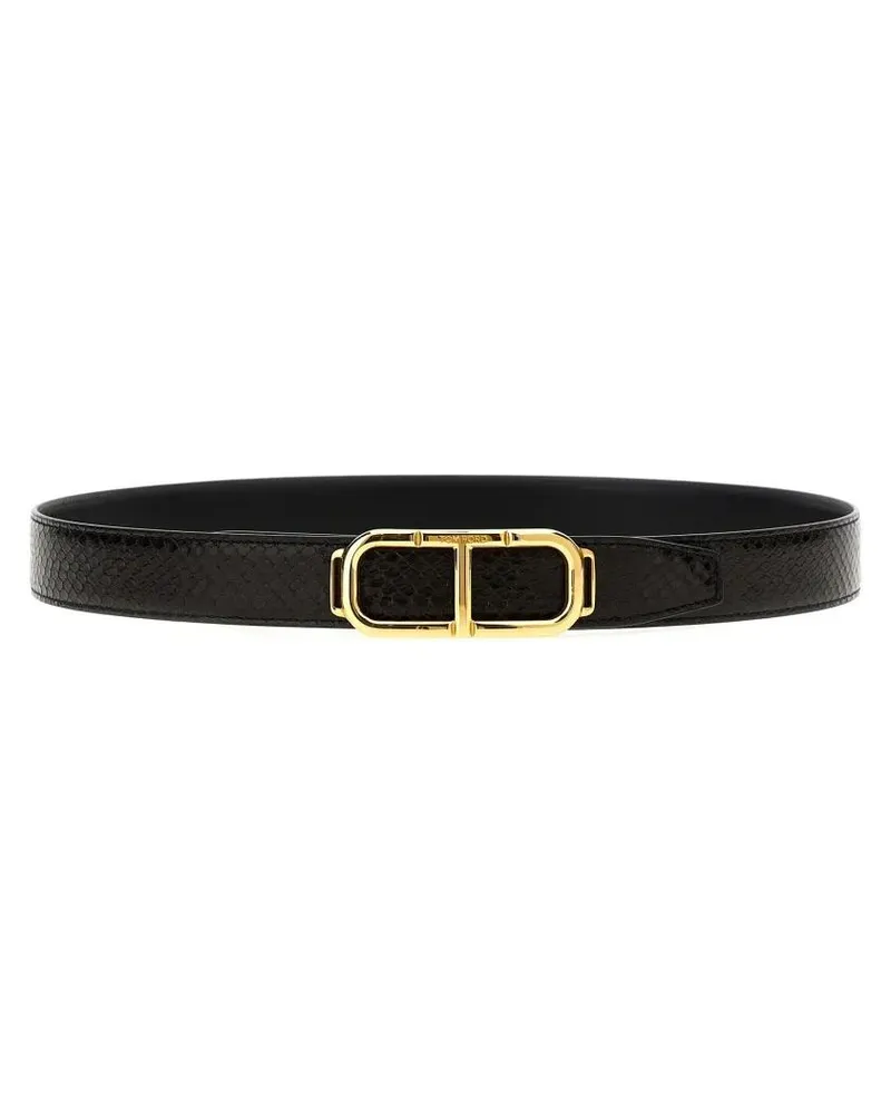 Tom Ford Gürtel Logo Reversible Belt schwarz Schwarz