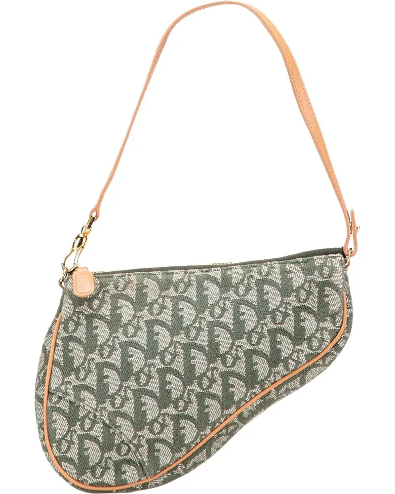 Dior Hobo Bags Mini Diorissimo Canvas Saddle Pochette grün Grün