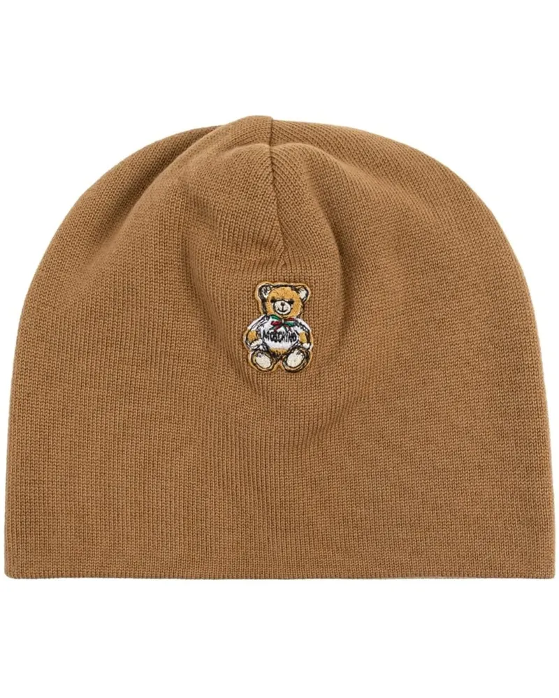 Moschino Caps & Mützen Teddy Bear Logo Beanie braun Braun