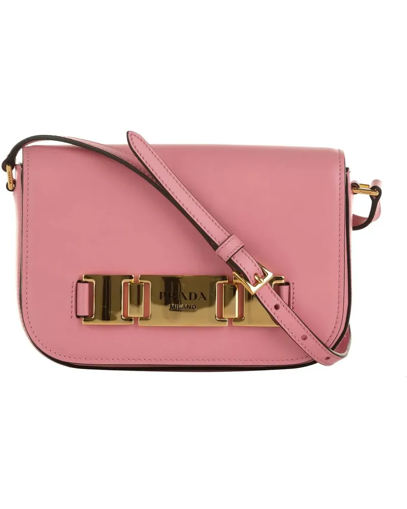 Prada Hobo Bags 2013-present Glace Calf Etiquette Crossbody rosa Gold