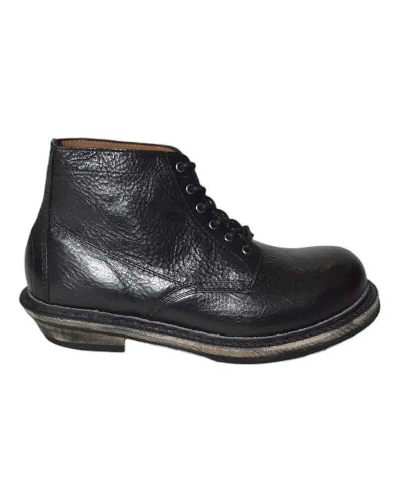 Our Legacy Stiefel Textured Leather Boots With Lace-Up Front And Stac schwarz Schwarz
