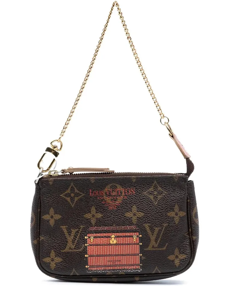 Louis Vuitton Hobo Bags Monogram Trunks and Locks Mini Pochette Accessoire braun Braun