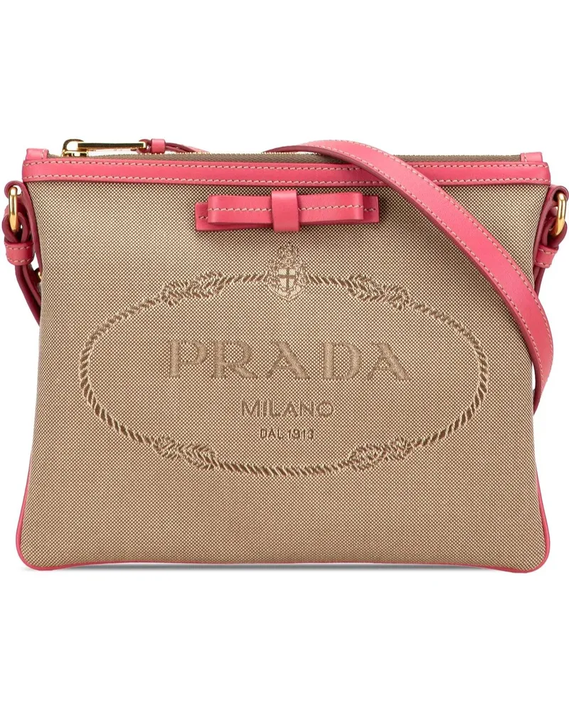 Prada Hobo Bags Canvas Canapa Logo Bow Crossbody braun Braun