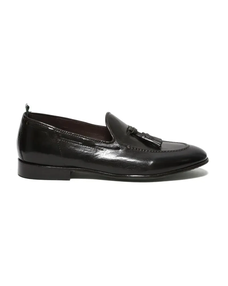 Green George Loafer Dark Green Leather Moccasin With Tassels grün Grün