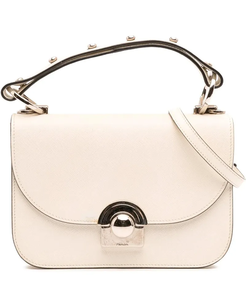 Prada Hobo Bags Saffiano Lux Arcade Satchel weiß Weiß