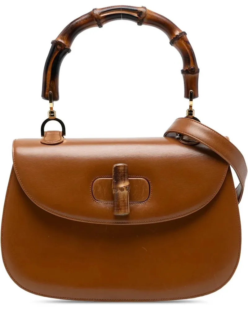 Gucci Hobo Bags Small Grained Calfskin Bamboo Top Handle Bag braun Braun