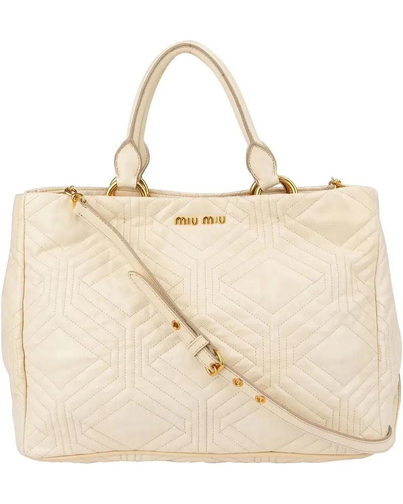 Miu Miu Crossbody Bags  Quilted Leather City Handbag weiß Weiß