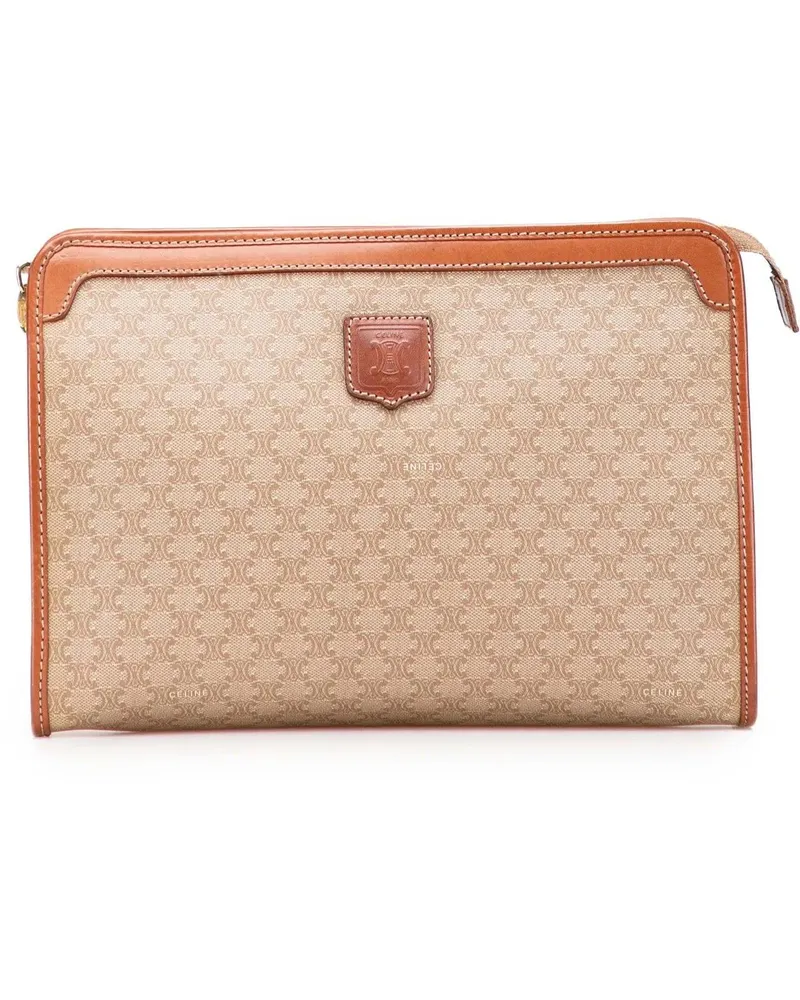 Celine Clutches Macadam Coated Canvas Clutch braun Braun
