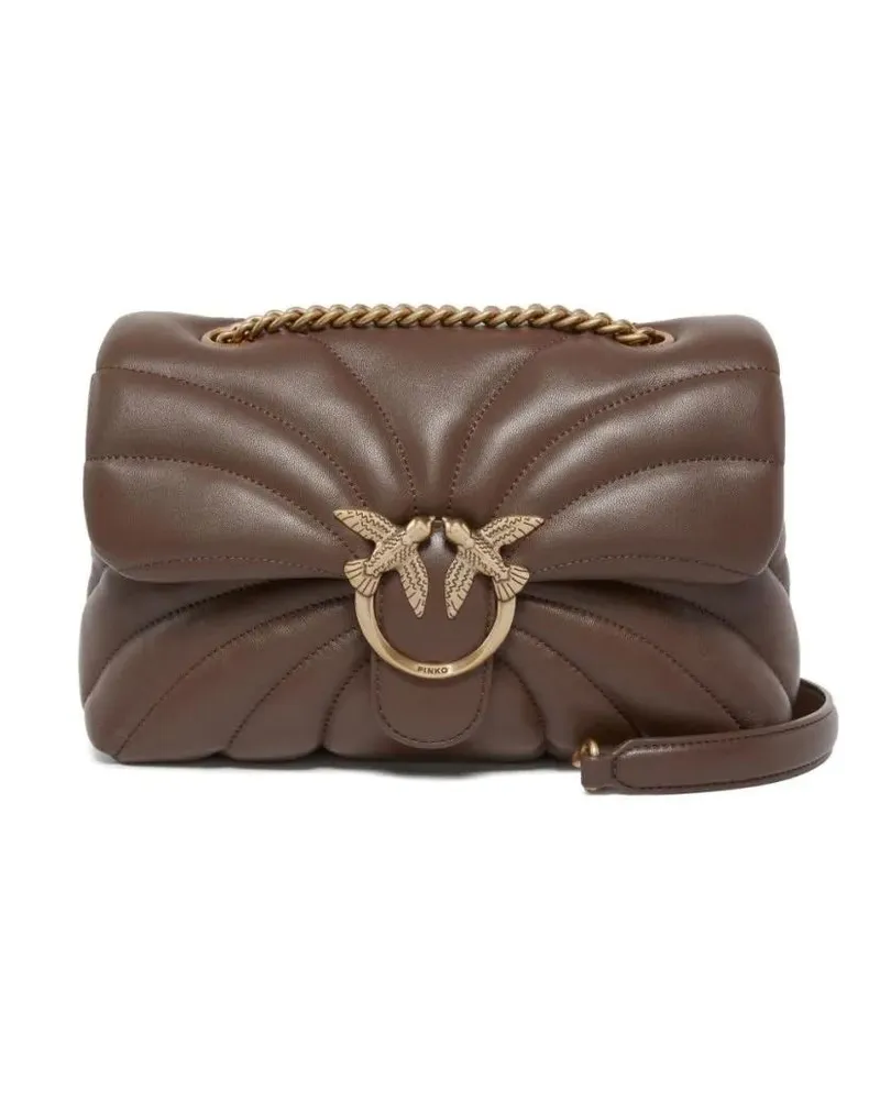 Pinko Hobo Bags Quilted Brown Bag With Love Birds Embellishment An braun Braun