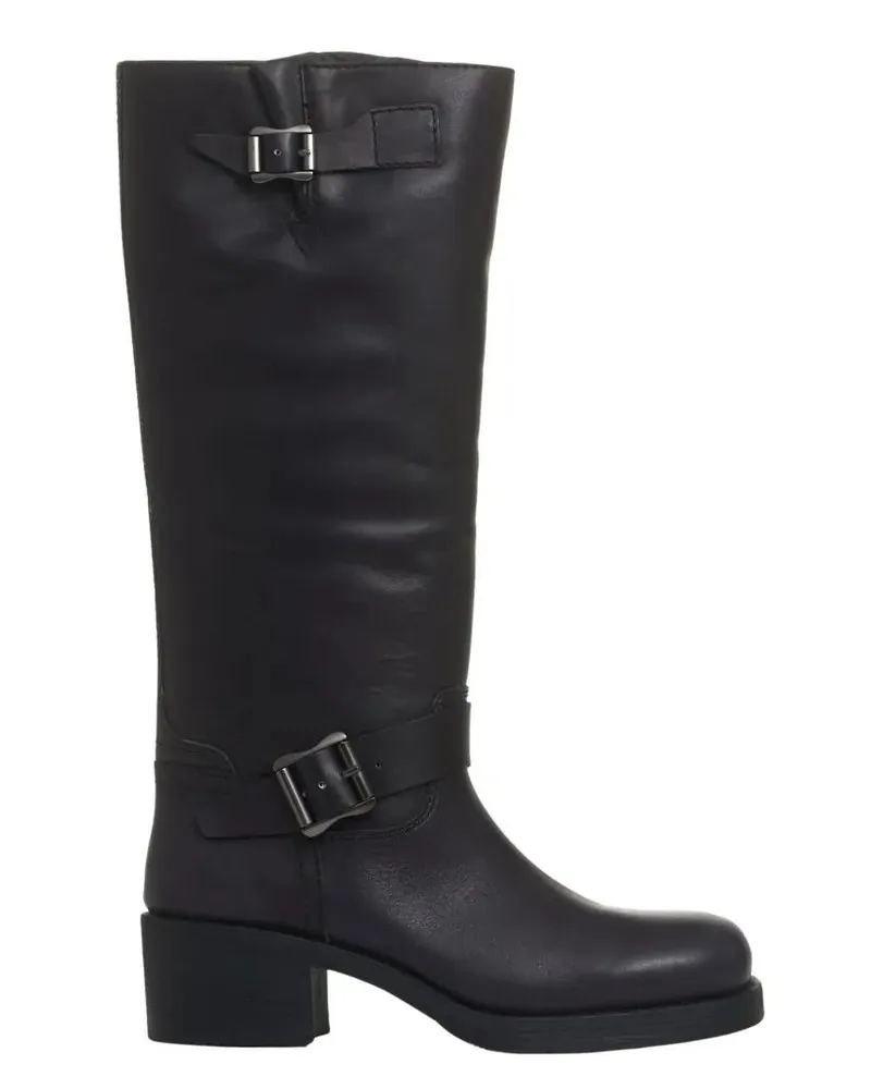 ash Stiefel Stylish Biker Ankle Boots With 40 Mm Heel And Buck schwarz Schwarz