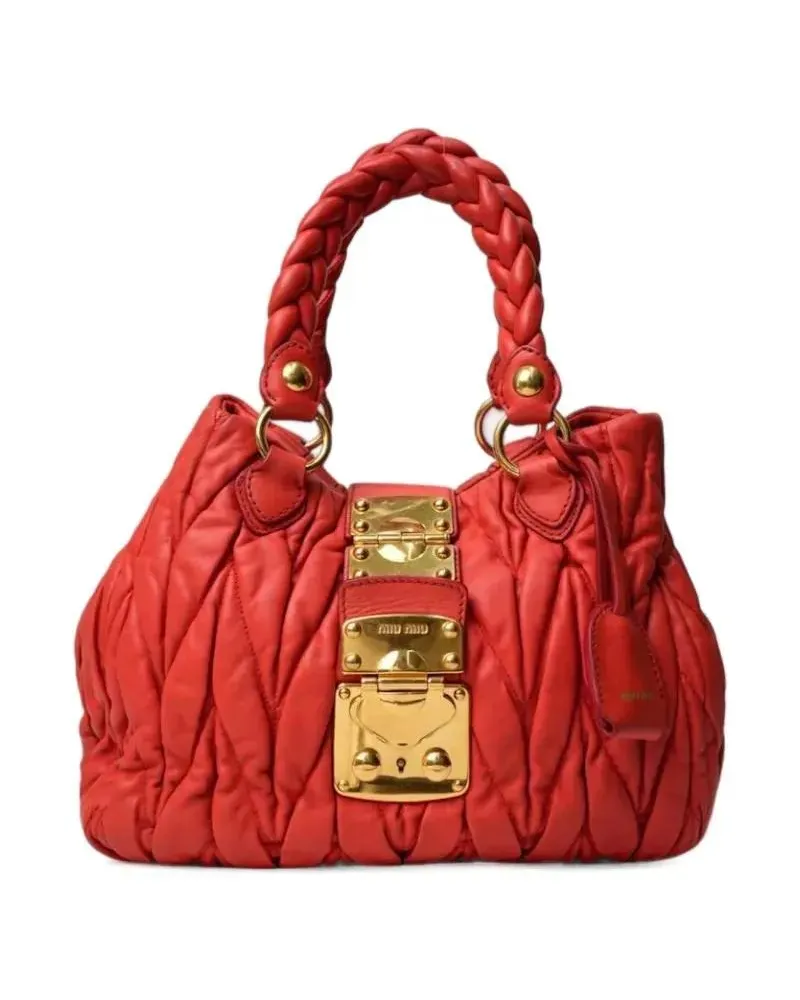 Miu Miu Shopper & Totes Square Small Shopper Embossed Coral rot Rot