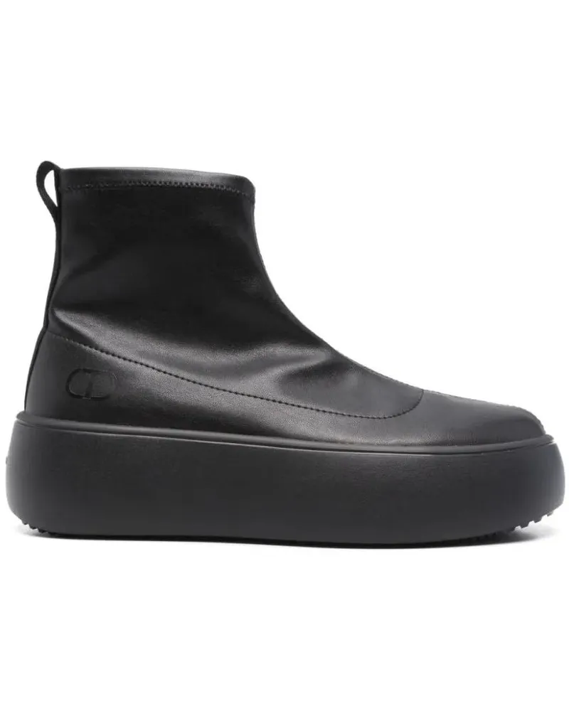 Twin-Set Stiefel Black Ankle Boots With Elevated Platform Sole schwarz Schwarz
