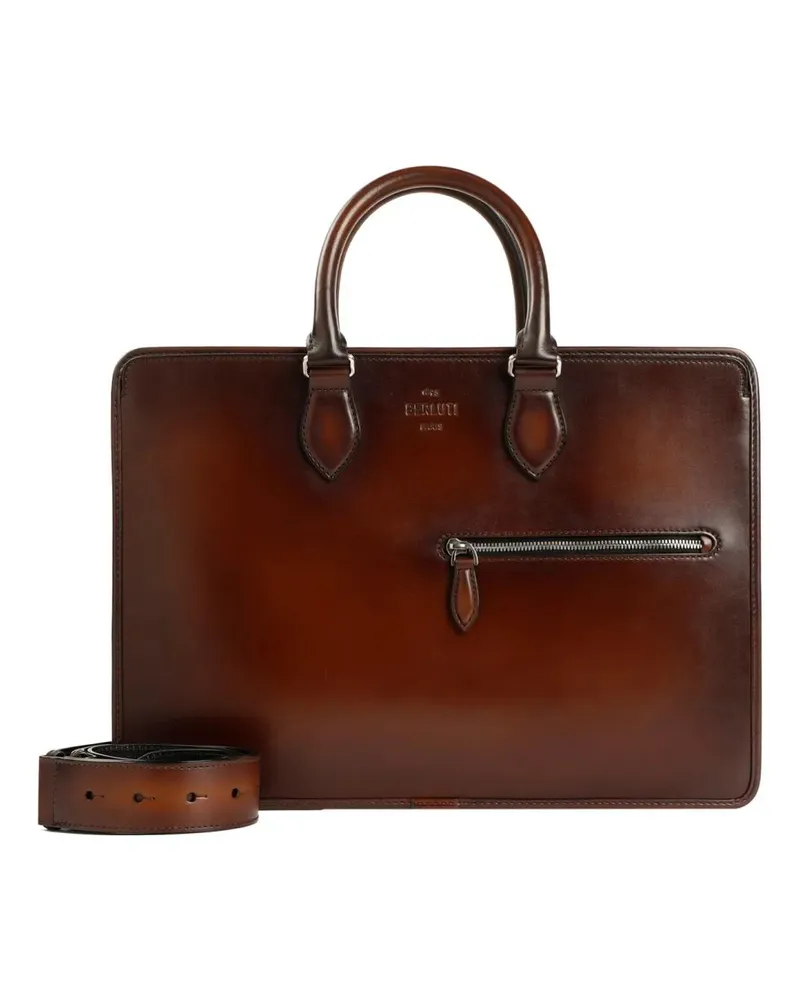 Berluti Laptoptaschen Rectangular Brown Leather  Handbag schwarz Schwarz