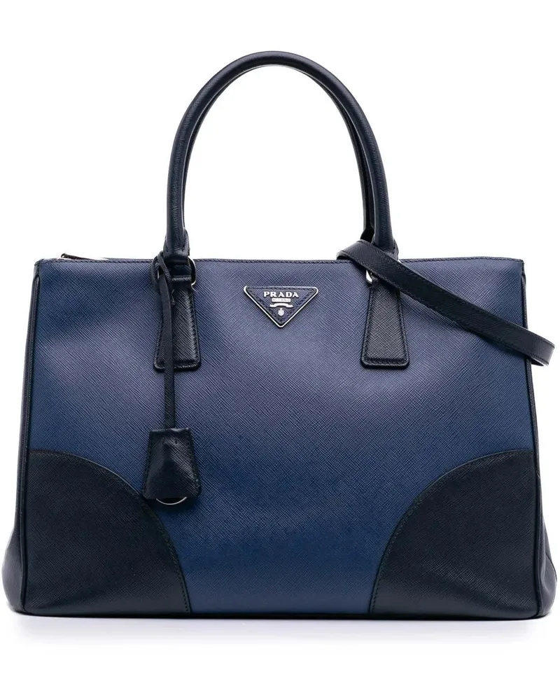 Prada Hobo Bags Medium Bicolor Saffiano Lux Galleria Double Zip Sa blau Blau