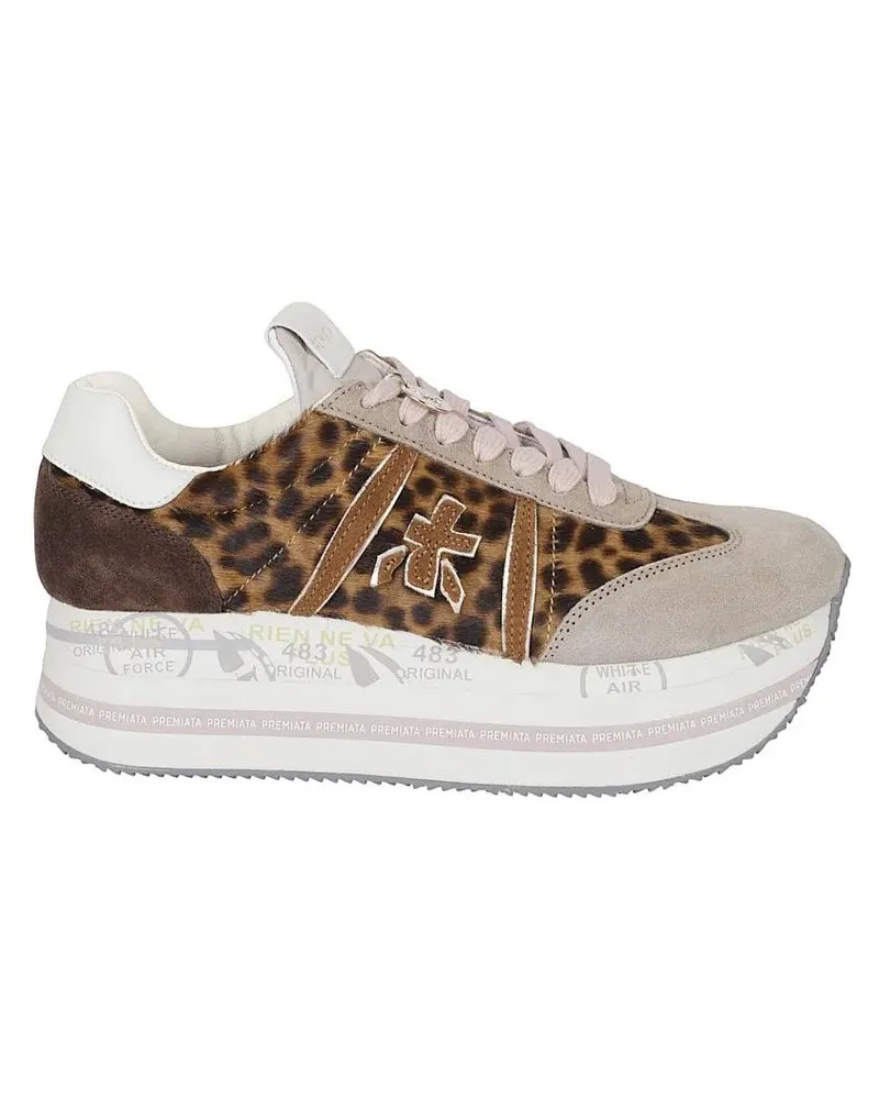 Premiata Low-Top Sneaker Animal Print Ponyskin Sneakers With Iconic Embosse braun Braun