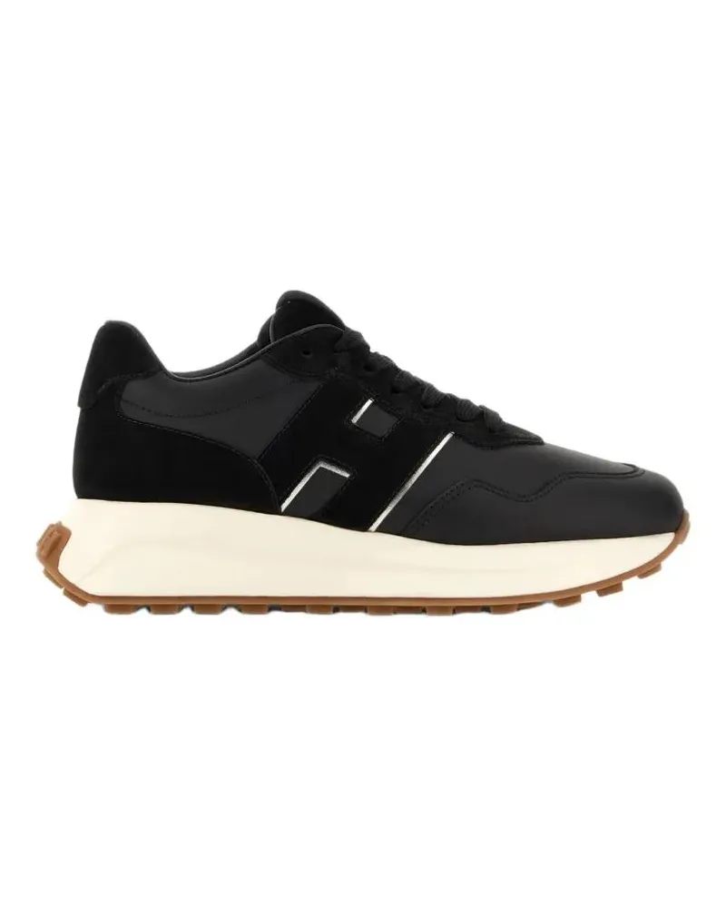 Hogan Low-Top Sneaker Streamlined Black Sneakers With Suede Texture schwarz Schwarz