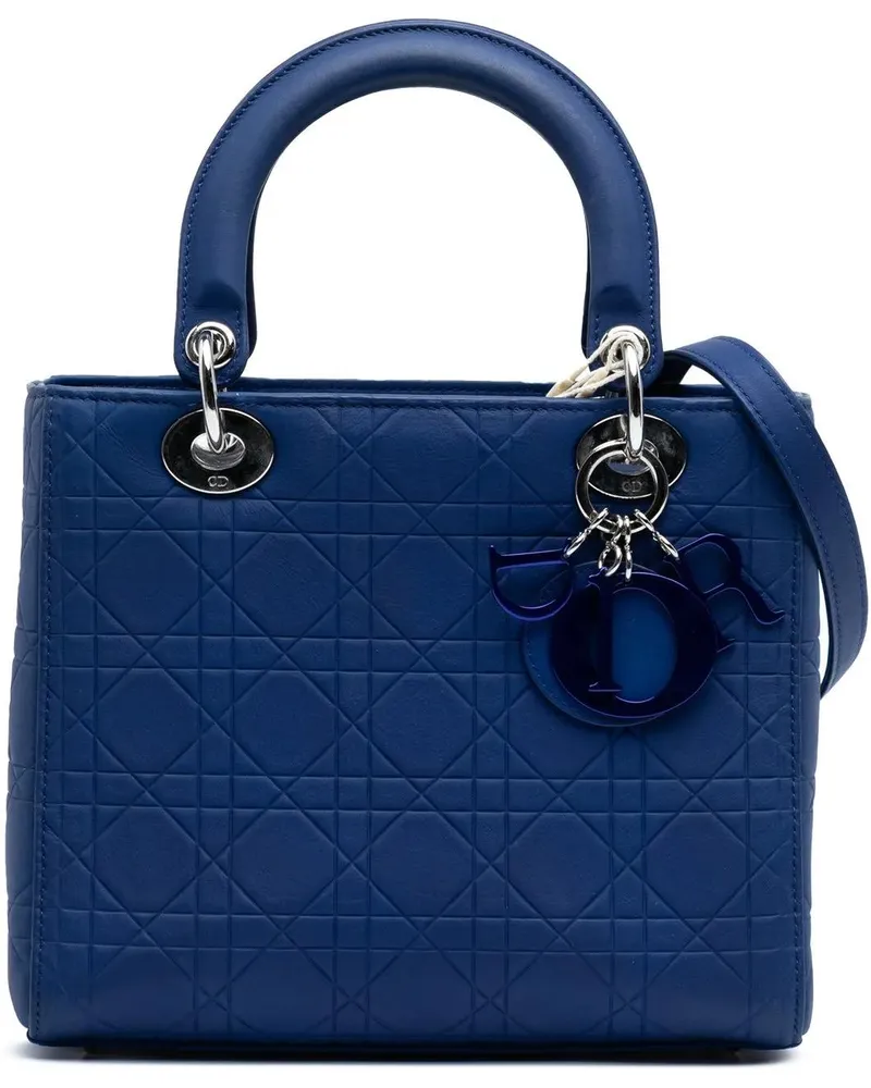 Dior Hobo Bags Medium Lambskin Cannage Lady Dior blau Blau