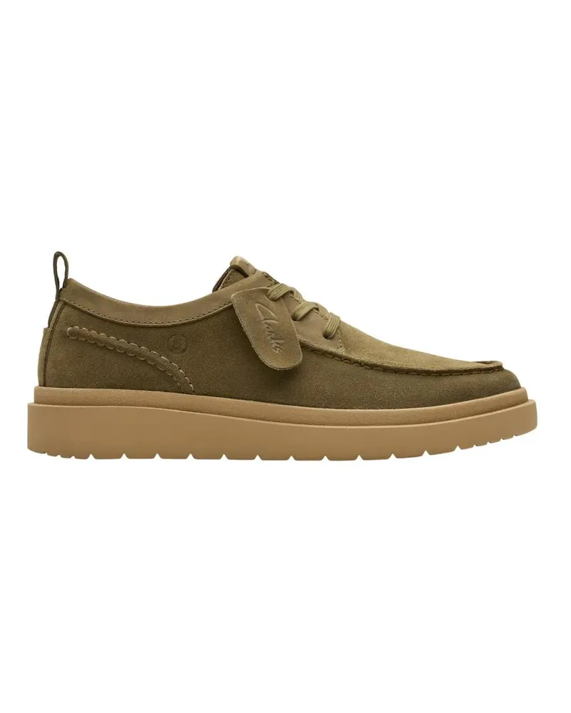 Clarks Lace-Up Shoes In Soft Olive Green Suede grün Grün