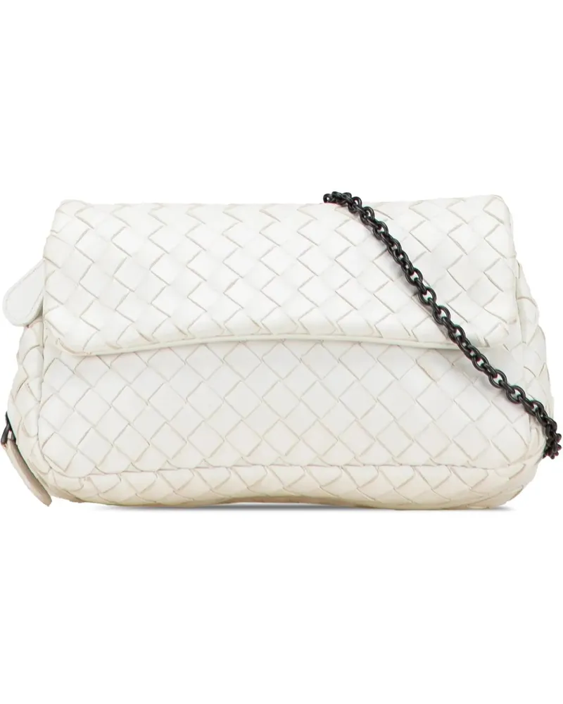 Bottega Veneta Hobo Bags Mini Nappa Intrecciato Expandable Chain Flap Cross weiß Weiß