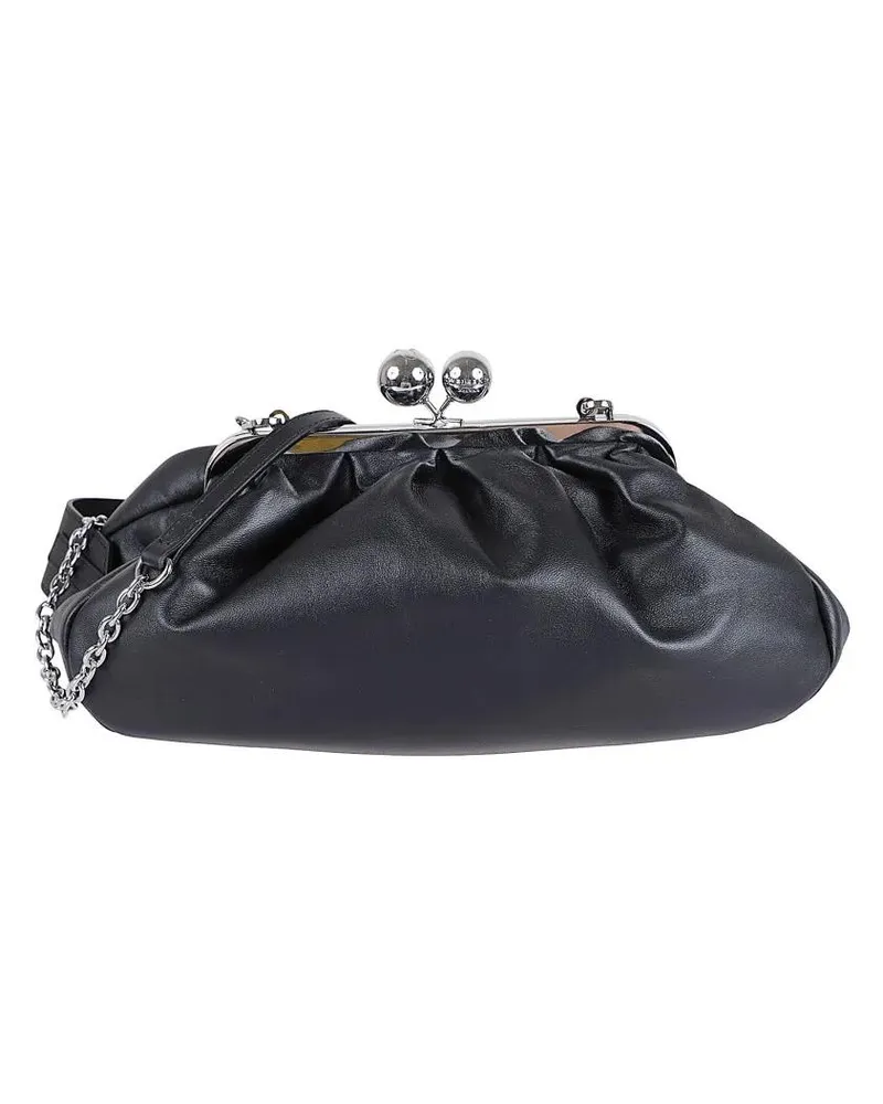 Max Mara Clutches Gathered Leather Clutch With Distinctive Clasp schwarz Schwarz