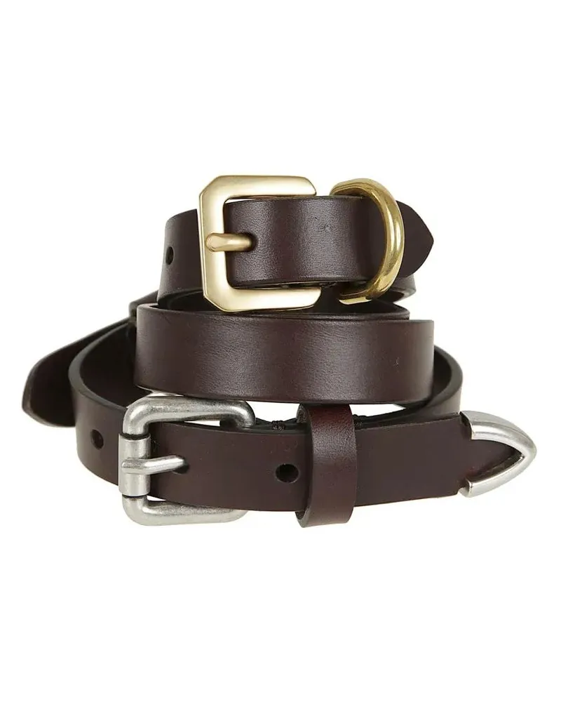 Etro Gürtel Multicoloured Calf Leather Belt With Dual Buckles braun Braun