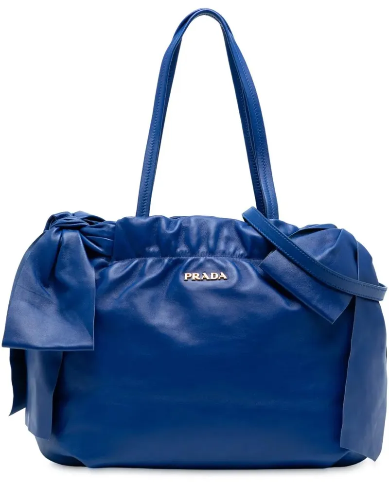 Prada Hobo Bags Nappa Antique Bow Satchel blau Blau