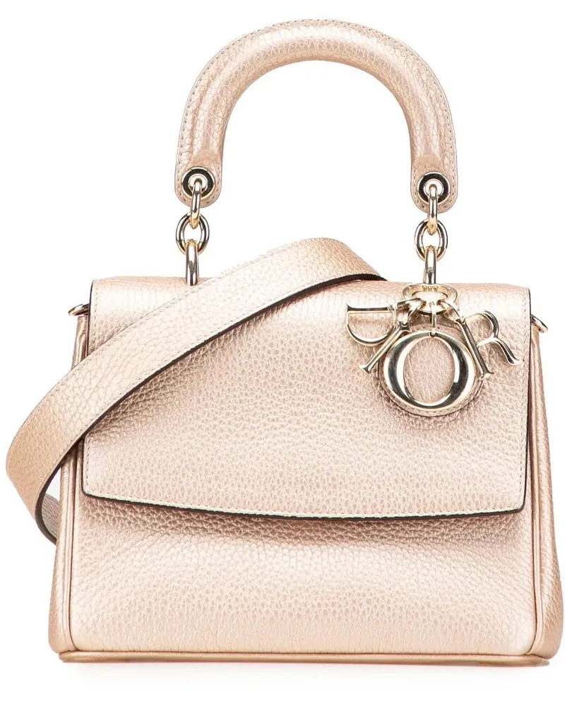 Dior Hobo Bags Mini Metallic Grained Calfskin Be Dior Flap goldfarben Gold
