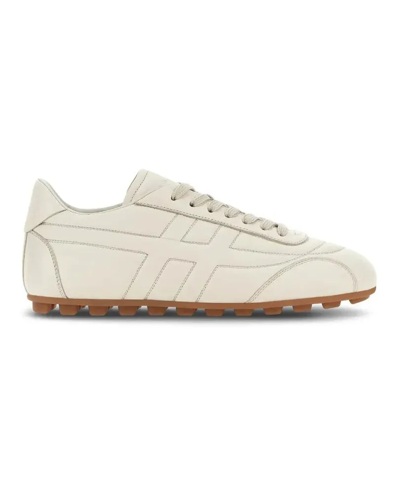 Hogan Low-Top Sneaker Minimalist White Leather Sneakers With Textured Gr beige Beige