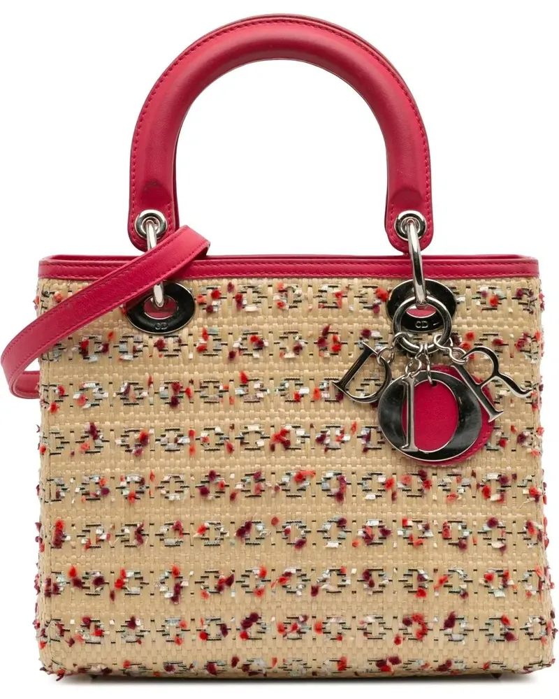 Dior Hobo Bags Medium Woven Raffia Lady Dior braun Braun