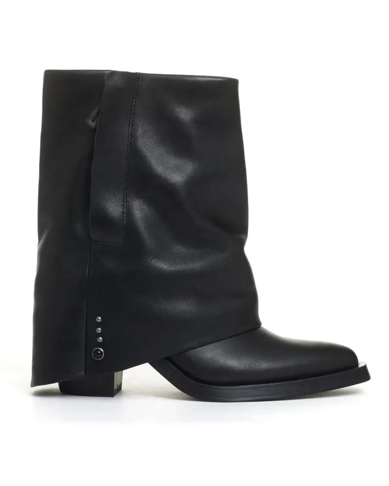 ash Stiefel Black Leather Rolled Top Boots With 60 Mm Heel schwarz Schwarz