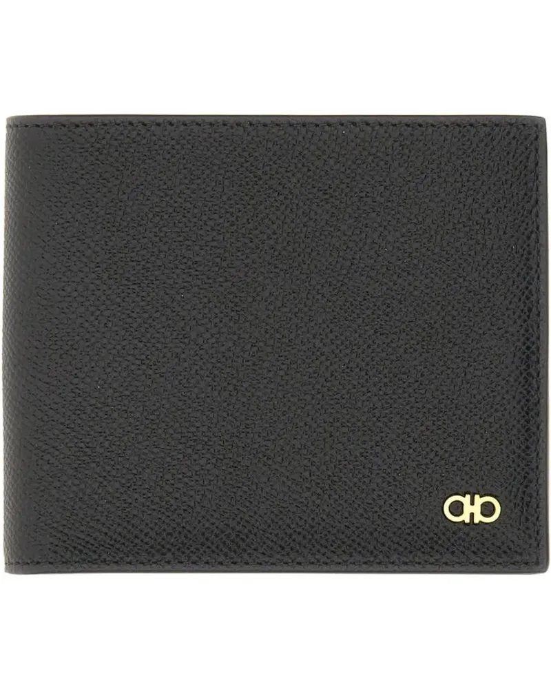 Ferragamo Portemonnaies Gancini Wallet With Textured Finish schwarz Schwarz
