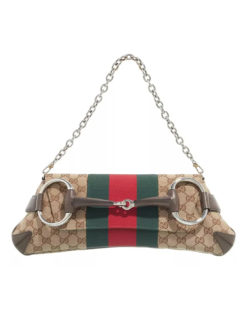 Gucci Hobo Bag Horsebit Chain Medium Shoulder Bag Beige