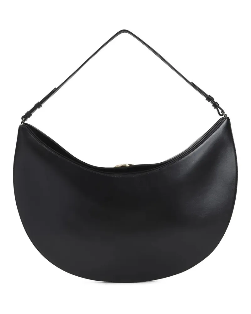 Jacquemus Hobo Bags Crescent-Shaped Black Leather Handbag With Gold-To schwarz Schwarz