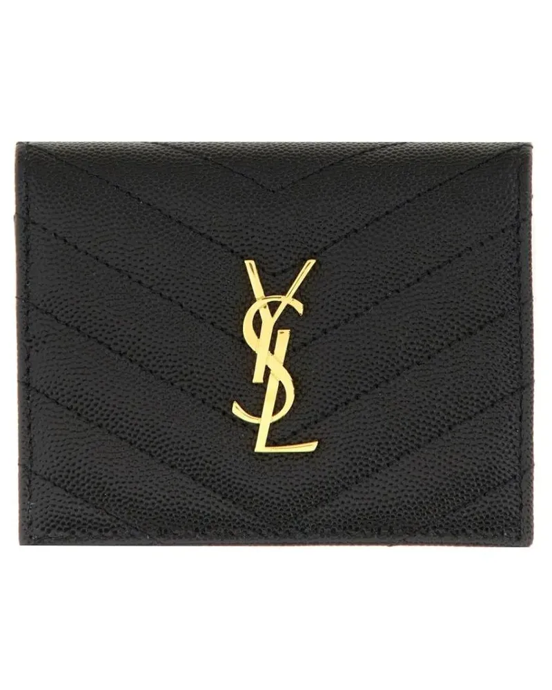 Saint Laurent Portemonnaie Cassandre Quilted Card Holder schwarz Schwarz